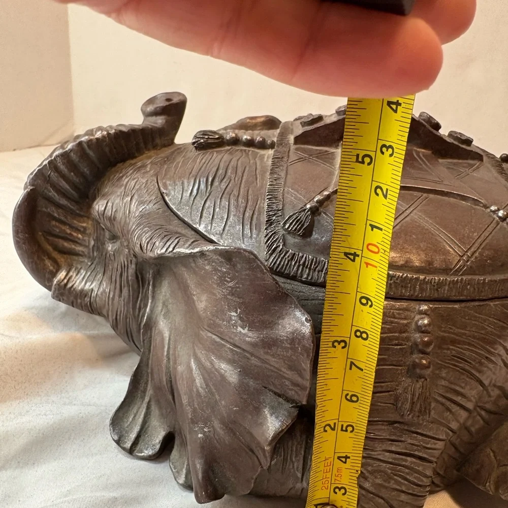 ELEPHANT Trinket Box Lid brown unique textured - Picture 10 of 15